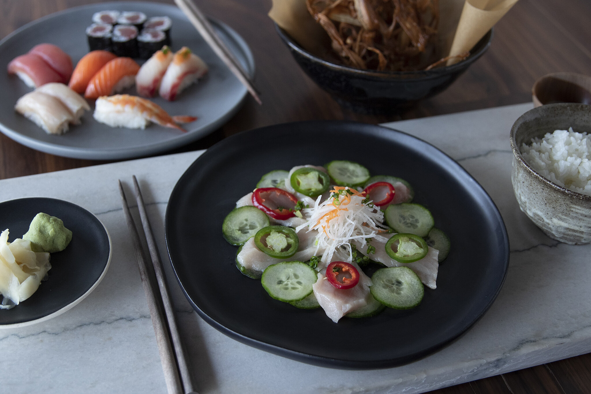 Specialty rolls and chopsticks